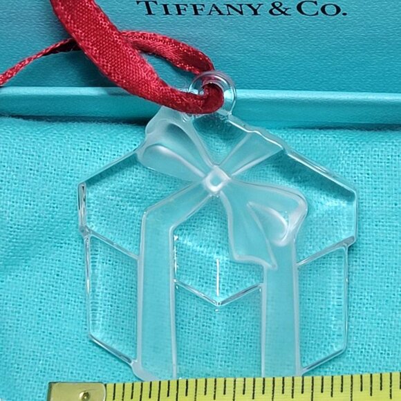 *SALE* AUTHENTIC EUC Tiffany & Co. Crystal Bow Box Ornament w/ Pouch and Box - Picture 5 of 7